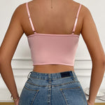 Nadorine Butterfly Embroidered Side Tie Sling Crop Top