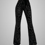 Nadorine Dark Black Vintage Wide Leg Velvet Flare