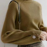 Simple Loose Solid Color High-Neck Sweater