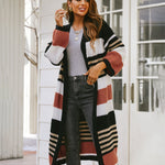 Striped Pattern Longline Cardigan