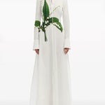 A-Line Long Sleeves Buttoned Flower Print Round-Neck Maxi Dresses
