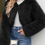 Stylish Long Sleeve Short Casual Faux Fur Jacket