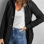 Hooded Fleece Lined Sweater Cardigan Button Down Front Winter Coat