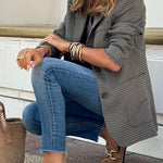 plaid lapel blazer