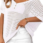 Women's Summer Hollow Out Crochet Knit Tops Beach Coverup