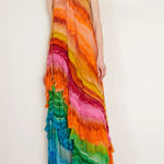 Rosha Georgette Crepe Tie-dye Print Layered Ruffles A-line Maxi Dress