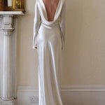 Pearl Eden Satin Back Open Cowl Neck Gown Maxi Dress