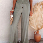 Palazzo Pants Smocked High Waist Flowy Summer Wide Leg Pants