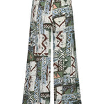 Terrace View Off Shoulder Tie Loose Top and Elastic Waist Unique Print Loose Pants Set