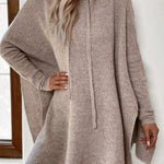 Casual Simplicity Solid Frenulum Hooded Collar Long Sleeve Dresses