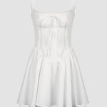 Lace Stitching Waist Pleated Slimming Sling Dress