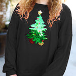 Christmas Tree Holiday Sequined Casual Loose Sweatshirt