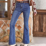 Nadorine Distressed High Waist Baggy Denim Pants Wide Leg Trousers