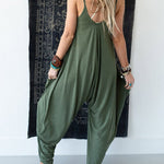 Nadorine Women's Casual Loose Summer Rompers Sleeveless Loose Spaghetti Strap Baggy Overalls Harem Jumpsuits
