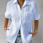 Short Sleeve Button Down Camp T-Shirts Casual Plus Size Tops