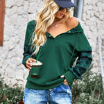 Plaid Hooded Drawstring Splicing Sweatshirt Tops