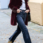 Warm velvet patchwork multi-button women's jacket