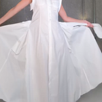 Cap Sleeve Loose Buttoned Solid Color Split-Side Tied Waist Maxi Dresses Shirt Dress