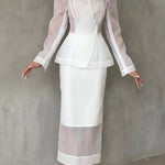 Perfectly Shaped Organza V-neck Long Sleeve Hourglass Cut Blazer