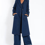 Nadorine Casual Slim Fit Long Blazers Denim Frock Coat