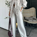 Easy on Me Metallic Fabric Flap Pocket Cargo Style Zipper Loose Jacket
