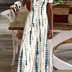 Viana Contrast Lace Printed Cold Sleeve Straight Maxi Dress