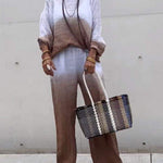 Women's Cotton and Linen Gradient Two-piece Set