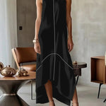 Sleeveless Split-Joint Split-Side High Neck Maxi Dresses