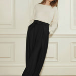 High Waisted Loose Pleated Solid Color Pants