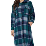 Knee Length Plaid Flannel Shirt Jacket