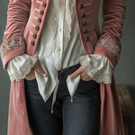 Retro Floral Embroidery Poly Velvet Coat