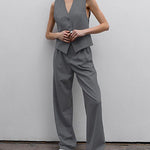 Sleeveless Vest Set Casual V Neck Vest Suit Pants Two-piece Set