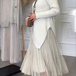 Jensine Pleated Tulle Tank Loose Midi Dress