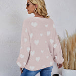 Love Pattern Round Neck Knit Sweater