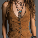 Vintage Lace Trim Distressed Vest