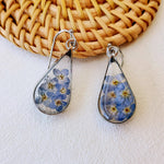 Pressed Flower Earrings - Water Drop Forget Me Not Flower