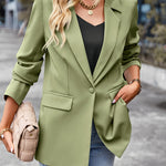 Nadorine Casual Long Blazer Jacket Lapel Open Front Office Suit
