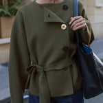 SHORT KNIT COAT WITH BELT