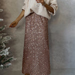 Fashionable high-waisted slimming sequined skirt