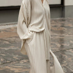 Solid Color Straight Pants Casual Two-piece Pleated Shirt Trousers Set