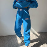 Two Piece Outfits Casual Lounge Sets Round Neck Sweatshirt Pullover with Hip Hop Pants