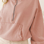 Zip Drawstring Long Sleeve Hoodie