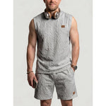 KZZ Men's Stylish Minimalist Sleeveless Two-Piece Set