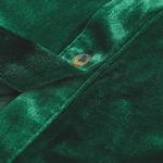 Green Long Sleeve Ruffle Velvet Button Up Shirt Dress