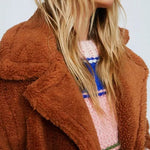 Single-breasted Mid-plush Windbreaker Lapel Lambswool Coat