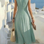 Sage | Sleeveless Boho A-Line Dress