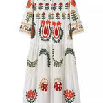 Positioning Plant Leaf Print Long Dress