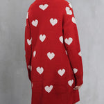 Heart Graphic Open Front Cardigan with Pockets
