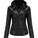 Removable Hooded PU Faux Leather Jackets Coats