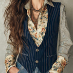 Retro Striped Deep V-neck Slim-fit Vest
